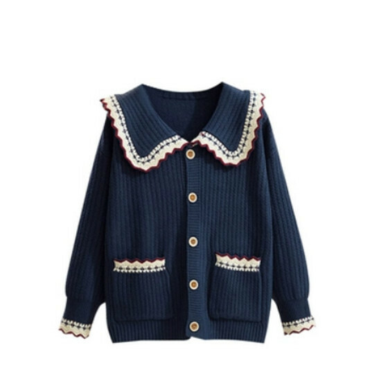 Hot selling doll collar sweater [Navy Blue] [L-4XL size] (please contact customer service to confirm the delivery size after placing the order)
