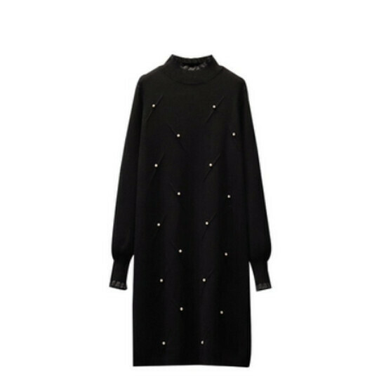 Hot selling beaded knitted dress [Black] [L-4XL] (please contact customer service to confirm the delivery size after placing the order)