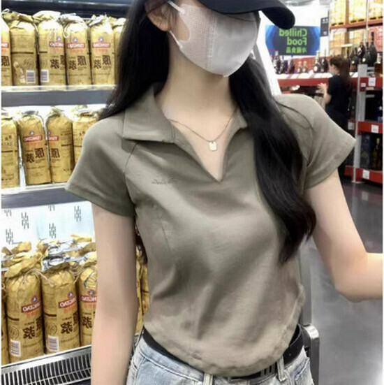熱賣翻領正肩短袖T恤【綠色】【S-L碼】（下單後請聯絡客服確認發貨尺碼）