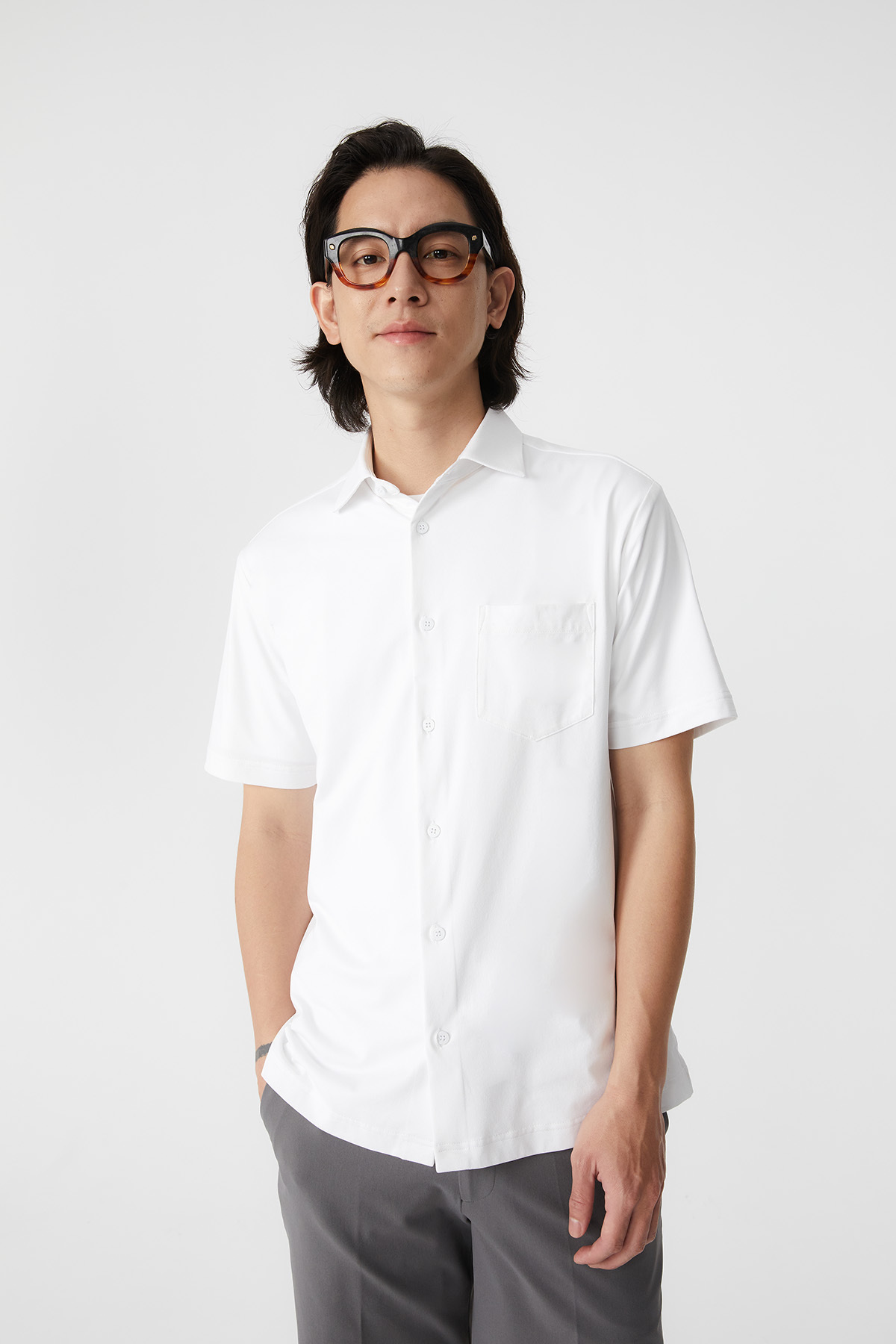 MONO 短袖襯衫 男（白）