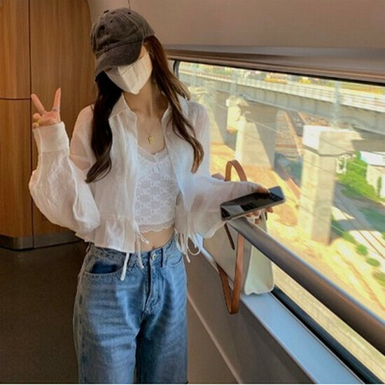 Hot selling chiffon sun protection shirt [white] [S-XL size] (please contact customer service to confirm the delivery size after placing the order)