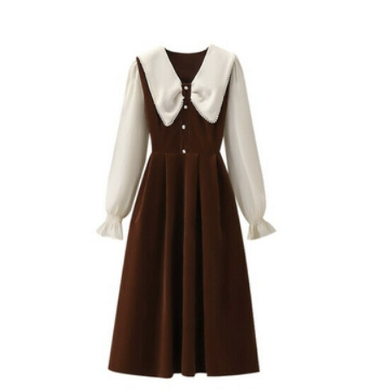 Hot selling autumn and winter dress [caramel color] [L-4XL size] (please contact customer service to confirm the delivery size after placing the order)