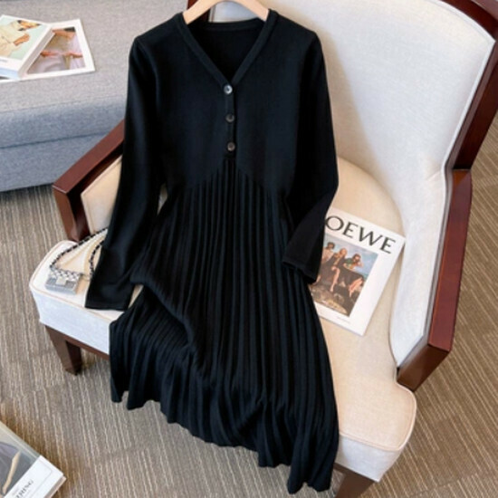 Hot selling knitted dress [black] [L-4XL size] (please contact customer service to confirm the delivery size after placing the order)