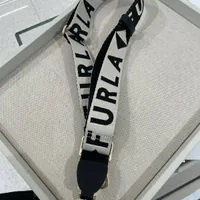 [S] FURLA LOGO LETTERING BAG STRAP,BLACK/WHITE, 8050597448107 (SF277)