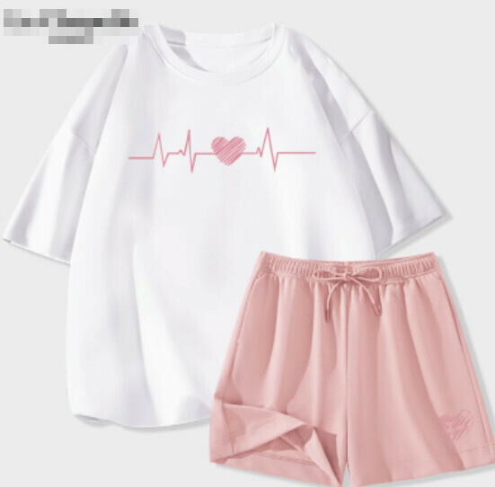 Hot selling ice silk shorts casual suit [white (beating) + pink pants] [S-2XL size] (please contact customer service to confirm the delivery size after placing the order)