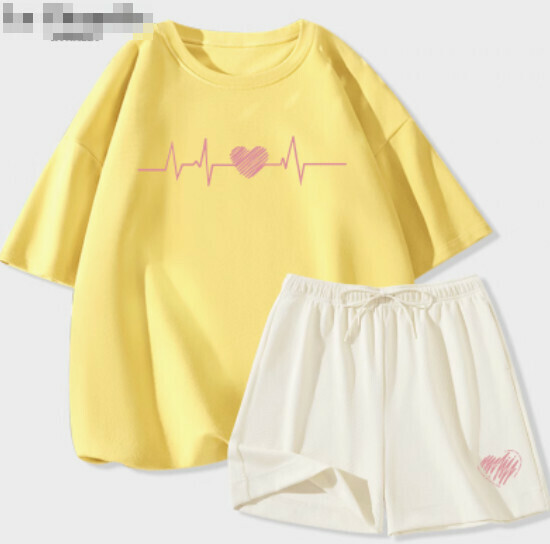 Hot selling ice silk shorts casual suit [goose yellow (thrilling) + milky white pants] [S-2XL size] (please contact customer service to confirm the delivery size after placing the order)