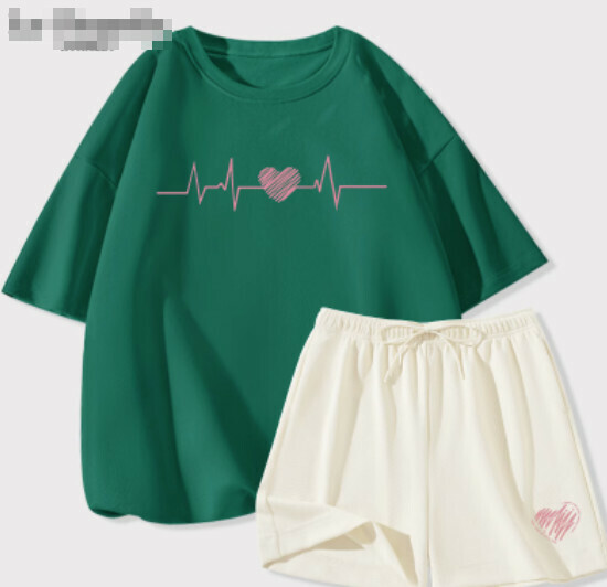 Hot selling ice silk shorts casual suit [dark green (thrilling) + milky white pants] [S-2XL size] (please contact customer service to confirm the delivery size after placing the order)