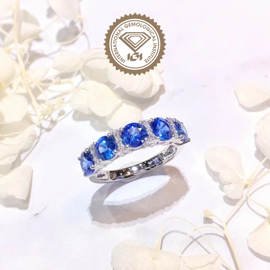 18K White Gold 2.52ct Sapphire and Diamond Ring