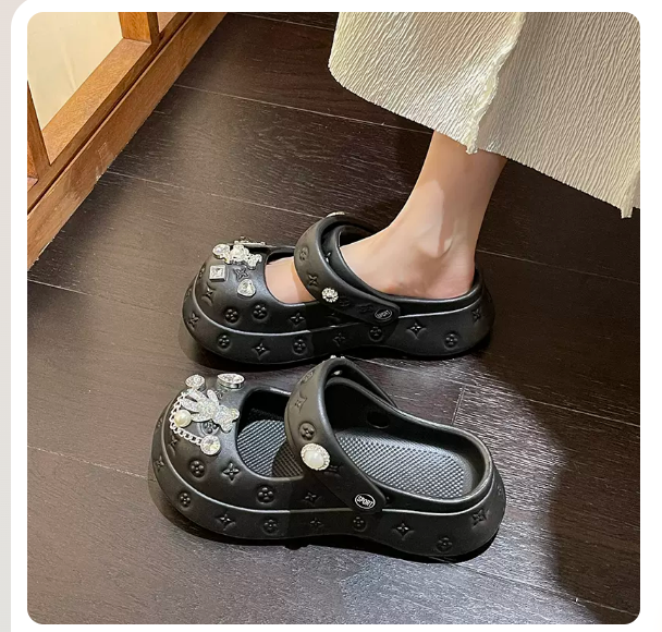 新款沙灘洞洞凉鞋（黑色/35-40碼）（下單後聯絡客服確認發貨尺碼）
