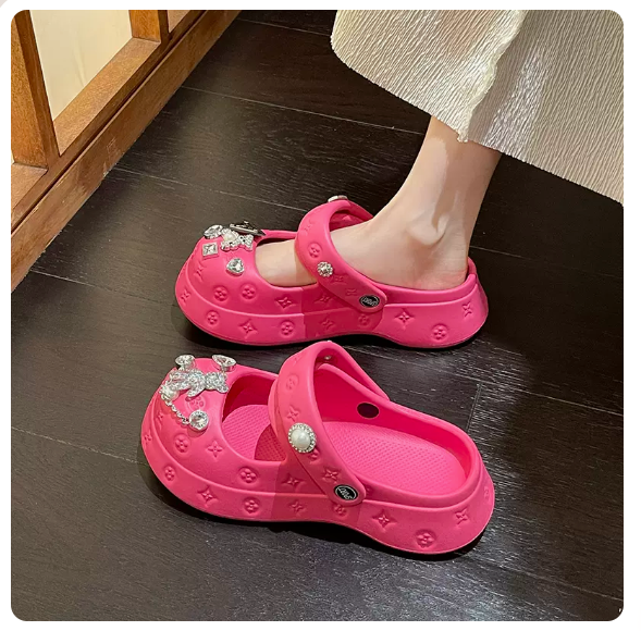 新款沙灘洞洞凉鞋（玫紅/35-40碼）（下單後聯絡客服確認發貨尺碼）