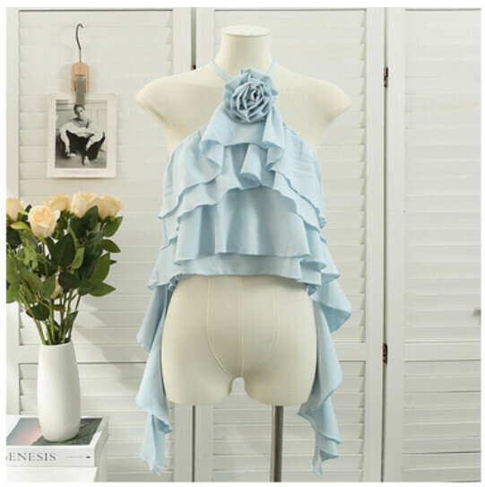 Halterneck Camisole (Blue) (One Size)