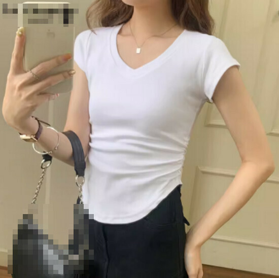 Hot selling solid color right shoulder T-shirt [White] [S-2XL size] (please contact customer service to confirm the delivery size after placing the order)