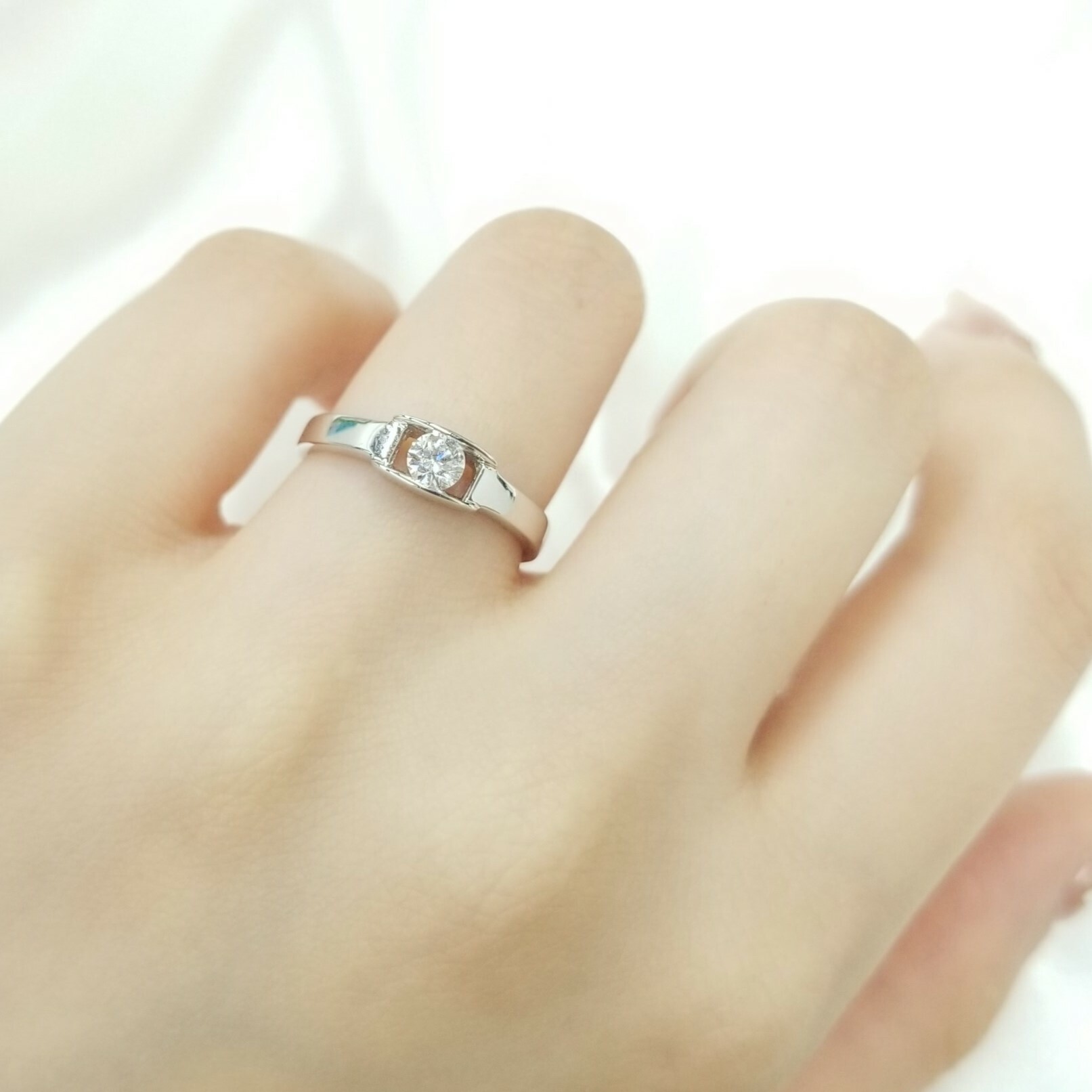 全新18K白金【單粒21份鑽石】戒指