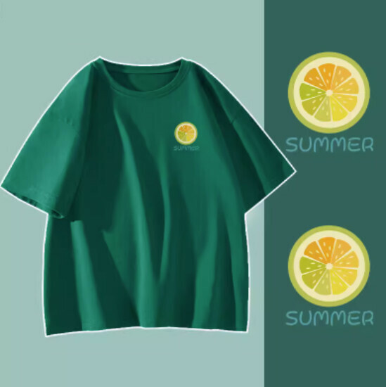 Hot selling pure cotton short-sleeved T-shirt [dark green (lime fruit)] [S-2XL size] (please contact customer service to confirm the delivery size after placing the order)