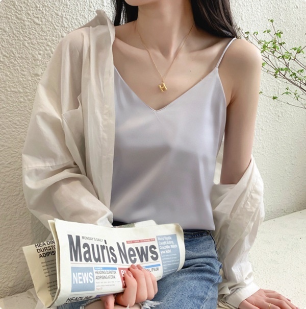 Camisole V-neck vest (gray S-XXL) [Please contact customer service to confirm the shipping size after placing an order]