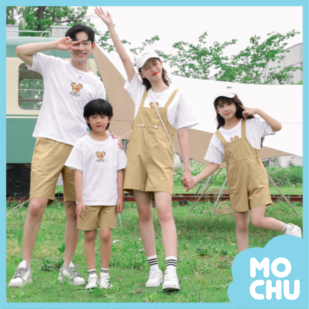 (100.M碼現貨)米奇格子白上衣+卡其褲親子套裝