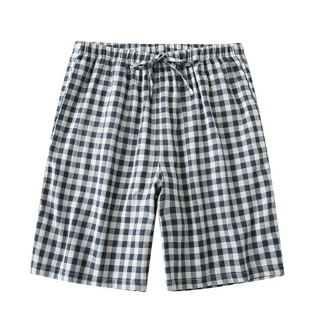 激抵夏季純棉家居短褲（深藏青格 L-XXL碼 下單后請聯絡客服確認發貨尺碼）