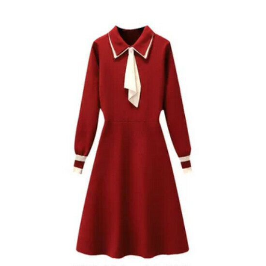 Hot selling knitted dress [red] [L-4XL size] (please contact customer service to confirm the delivery size after placing the order)