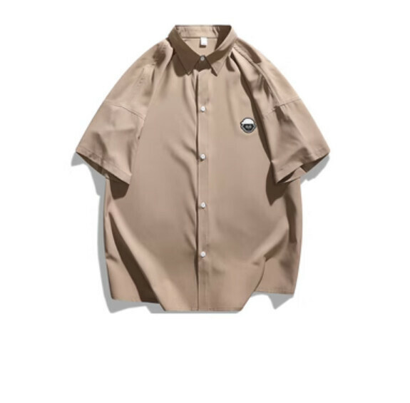 熱推簡約純色短袖襯衫(淺咖色)【M-3XL碼】【下單後聯絡客服確認發貨尺碼】