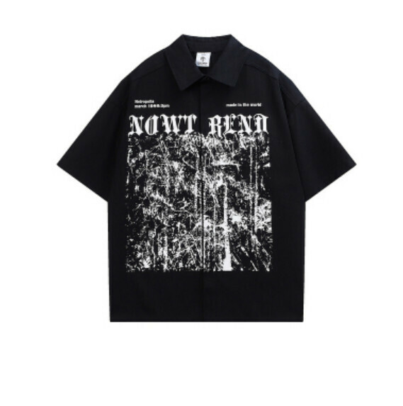 熱推印花短袖襯衫(黑色)【M-2XL碼】【下單後聯絡客服確認發貨尺碼】