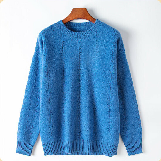 Hot selling knitted wool base layer sweater (M-XL size) (dark blue 01) (contact customer service after placing the order to confirm the delivery size)