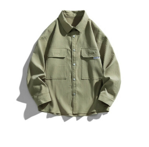 熱推復古簡約長袖襯衫（灰綠色）【M-3XL碼】【下單後聯絡客服確認發貨尺碼】