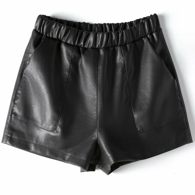 Hot selling sheepskin leather shorts (size L/XL) (black) (contact customer service after placing order to confirm delivery size)