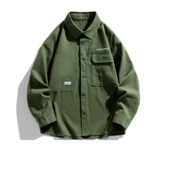 熱推復古簡約長袖襯衫（軍旅綠）【M-3XL碼】【下單後聯絡客服確認發貨尺碼】