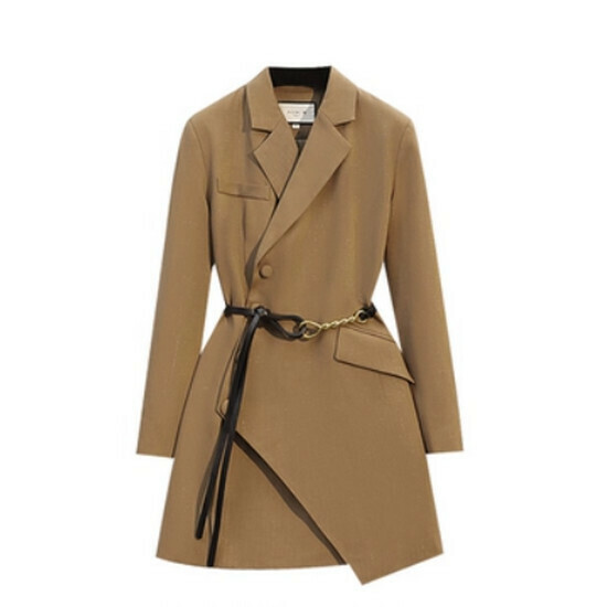 Hot selling mid-length blazer [khaki] [L-4XL size] (please contact customer service to confirm the delivery size after placing the order)