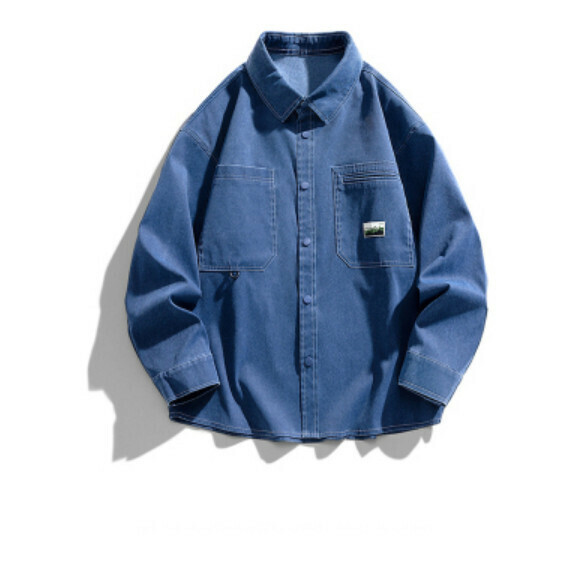 熱推做舊水洗長袖襯衫外套（牛仔藍色）【M-3XL碼】【下單後聯絡客服確認發貨尺碼】