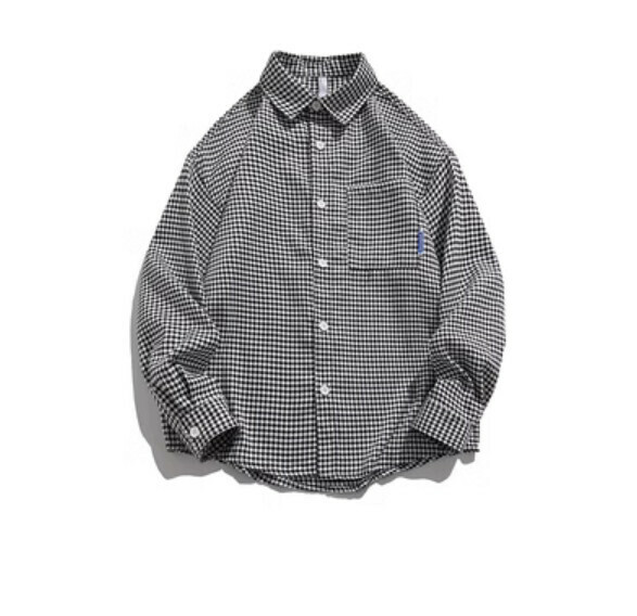 熱推復古格子長袖襯衫（黑色）【S-2XL碼】【下單後聯絡客服確認發貨尺碼】