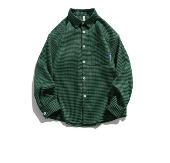 熱推復古格子長袖襯衫（綠色）【S-2XL碼】【下單後聯絡客服確認發貨尺碼】