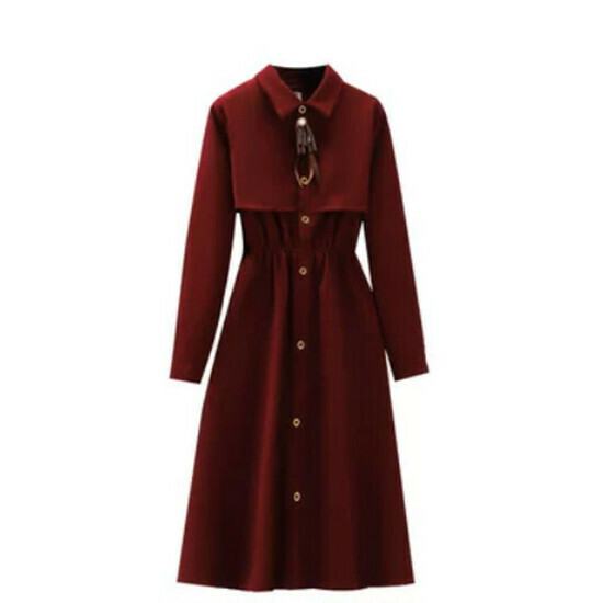Hot Selling Corduroy Dress [Red] [M-4XL Size] (please contact customer service to confirm the delivery size after placing the order)