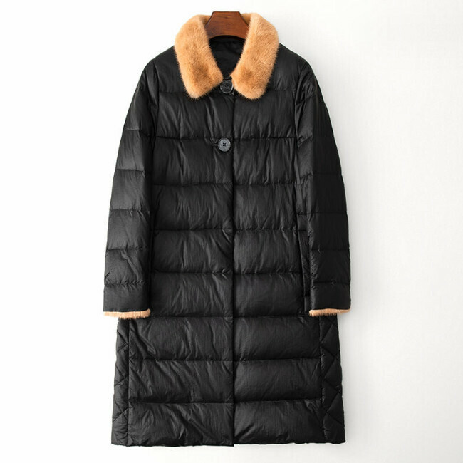 熱賣水貂毛領羽絨服(M/L碼)(黑色)(下單後聯絡客服確認發貨尺碼)
