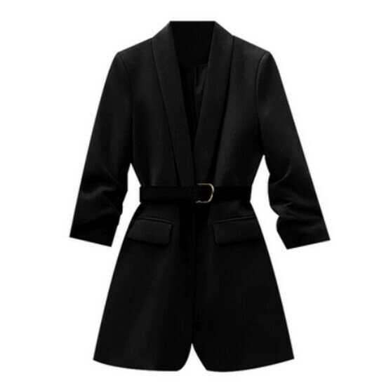 Hot selling waist-cinched casual blazer [black] [M-4XL] (please contact customer service to confirm the delivery size after placing the order)