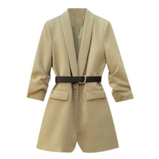 Hot-selling waist-cinched casual blazer [khaki] [M-4XL size] (please contact customer service to confirm the delivery size after placing the order)