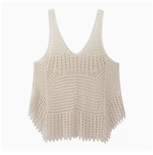 Cut-out knitted vest (apricot) (one size)