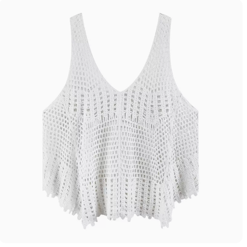 Cut-out knitted vest (white) (one size)