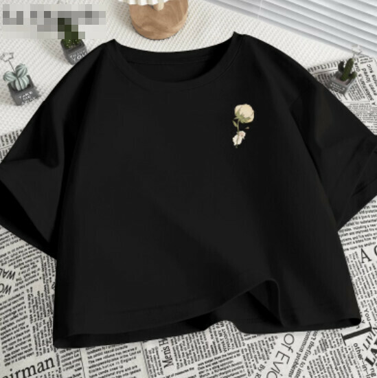 Hot selling short ice silk T-shirt [Black (Kapok Sheep)] [S-2XL size] (please contact customer service to confirm the delivery size after placing the order)