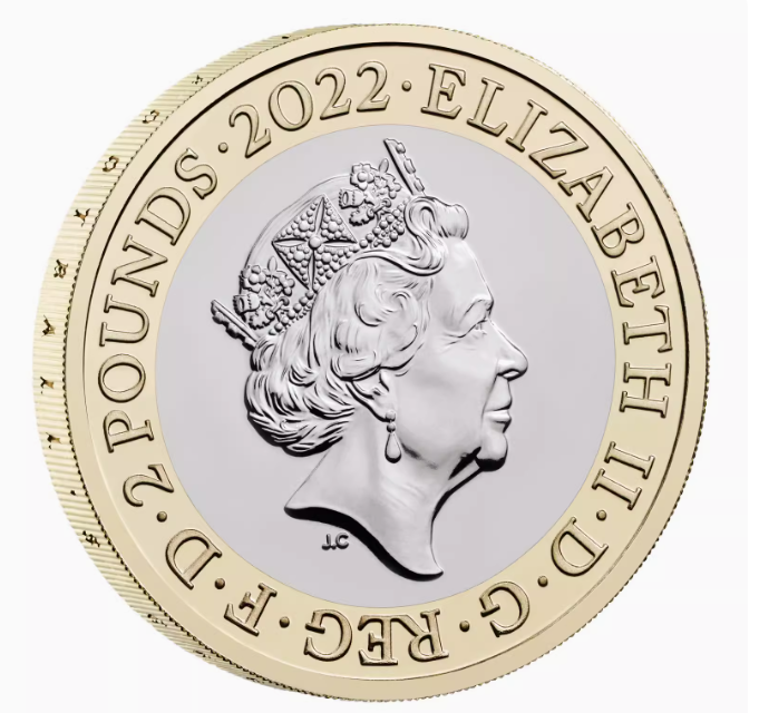 2022年英國發行英格蘭足總杯150周年2英鎊銅鎳雙金屬紀念幣卡裝