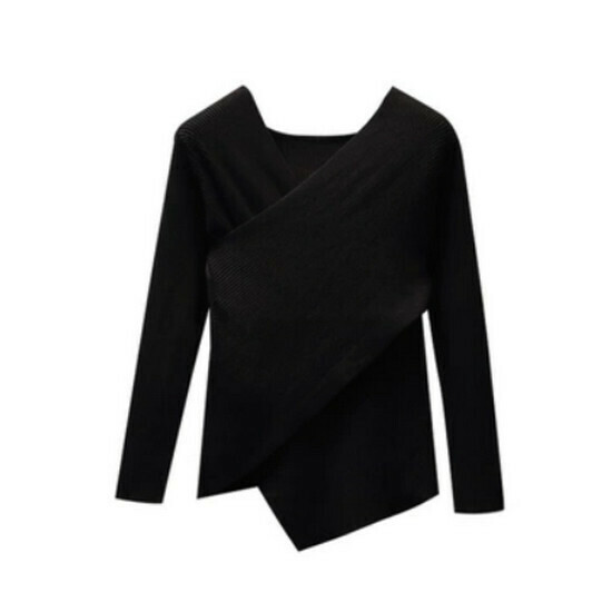 Hot selling irregular v-neck sweater [black] [M-4XL size] (please contact customer service to confirm the delivery size after placing the order)