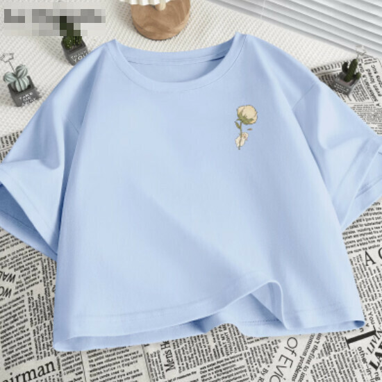 Hot selling short ice silk T-shirt [Light Blue (Kapok Sheep)] [S-2XL size] (please contact customer service to confirm the delivery size after placing the order)