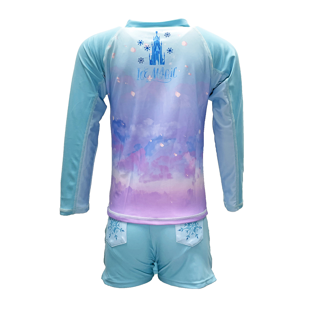 兒童冰雪奇緣游泳防曬套裝 - 淺藍
