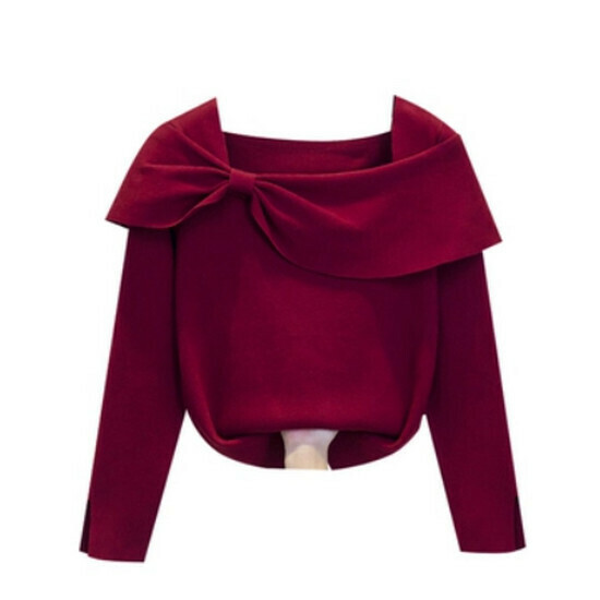 Hot selling bottoming knitted top [burgundy] [size L-4XL] (please contact customer service to confirm the delivery size after placing the order)