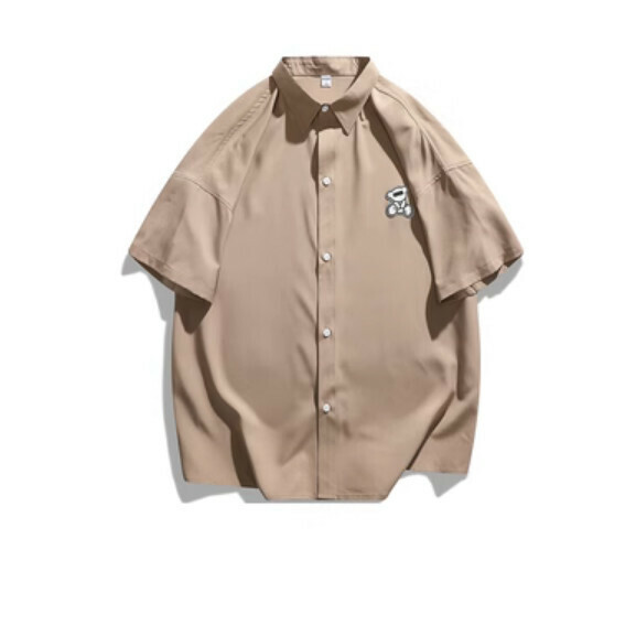 熱推純色短袖襯衫（淺咖色）【M-3XL碼】【下單後聯絡客服確認發貨尺碼】