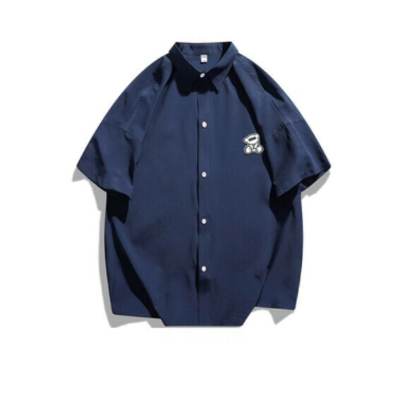 熱推純色短袖襯衫（深藍色）【M-3XL碼】【下單後聯絡客服確認發貨尺碼】