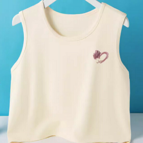 Hot selling short vest pure cotton [milk white (brush heart)] [S-2XL size] (please contact customer service to confirm the delivery size after placing the order)