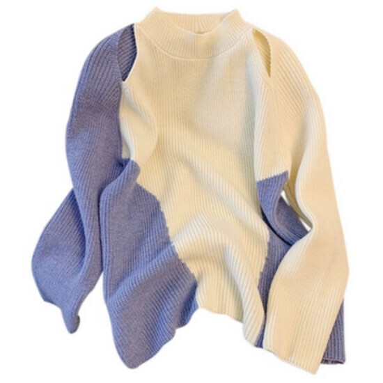 Hot selling off-shoulder sweater [blue] [M-4XL size] (please contact customer service to confirm the delivery size after placing the order)