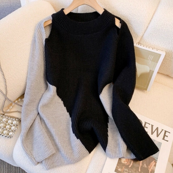 Hot selling off-shoulder sweater [grey] [size M-4XL] (please contact customer service to confirm the delivery size after placing the order)