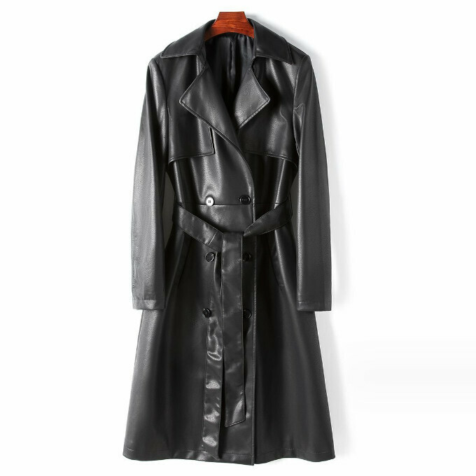 Hot selling long suit collar sheepskin jacket (M/2XL size) (black) (contact customer service after placing the order to confirm the delivery size)